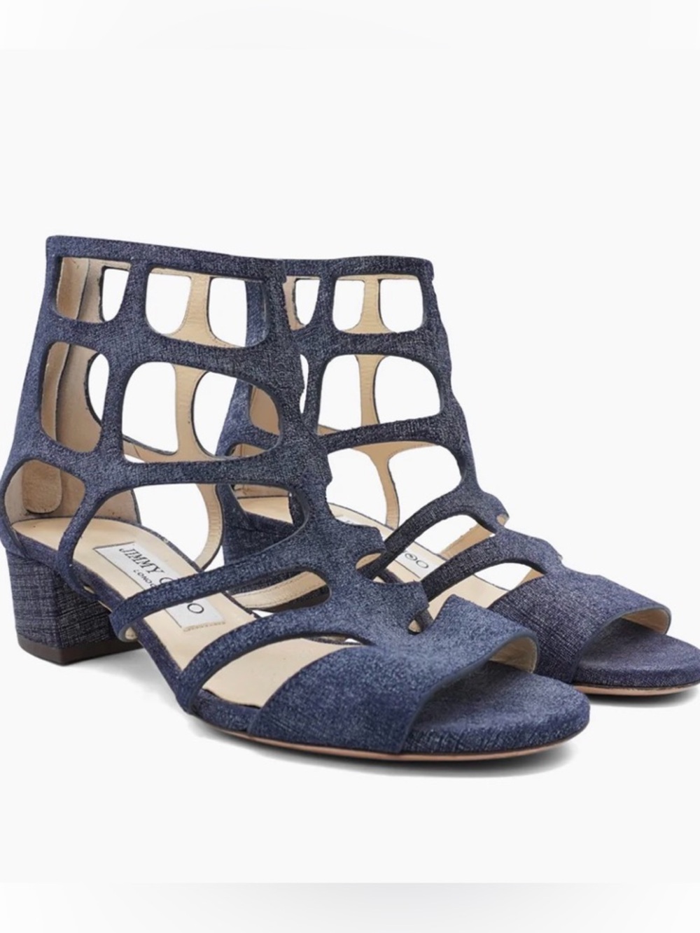 Jimmy Choo Denim Ren Caged Sandal NWOT